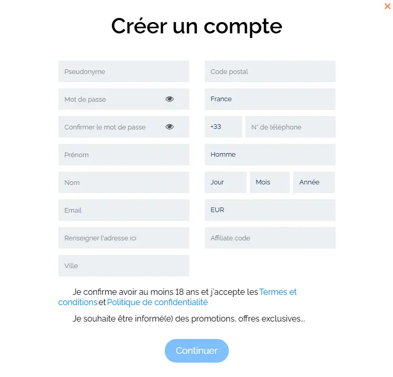 Processus d'inscription SEVENPLAY CASINO